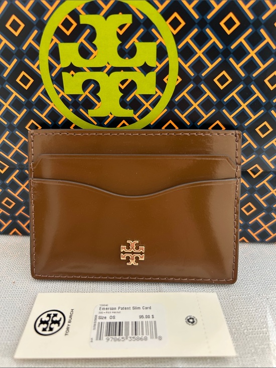 Tory Burch Other - Tory Burch Emerson Patent Slim Card Case - Brown BNWT
